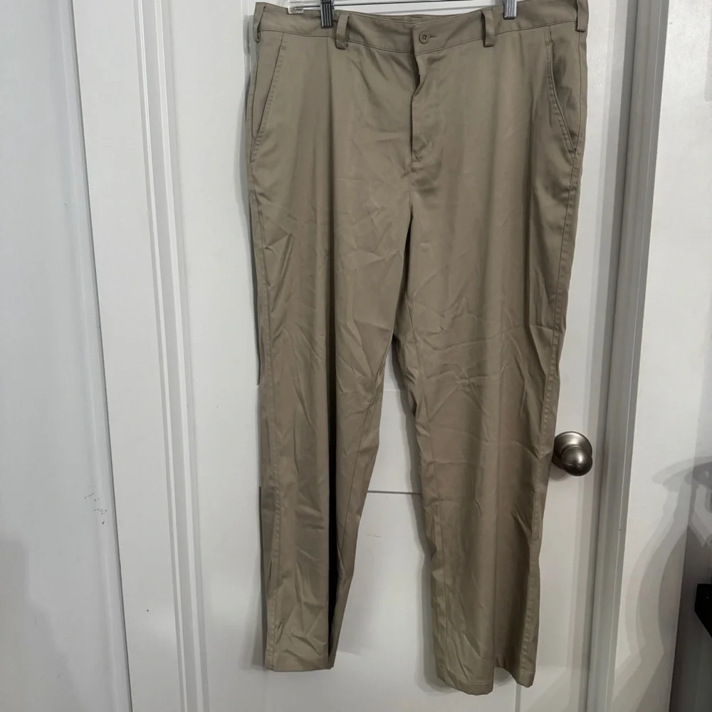 Nike Flat Front Men's Dri-fit Golf Pants Khaki 598445-221 Size 38 Preppy Office - Picture 1 of 12